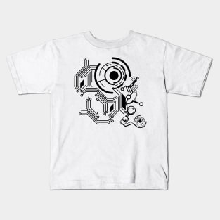 Black Electronic Circuit Board Kids T-Shirt